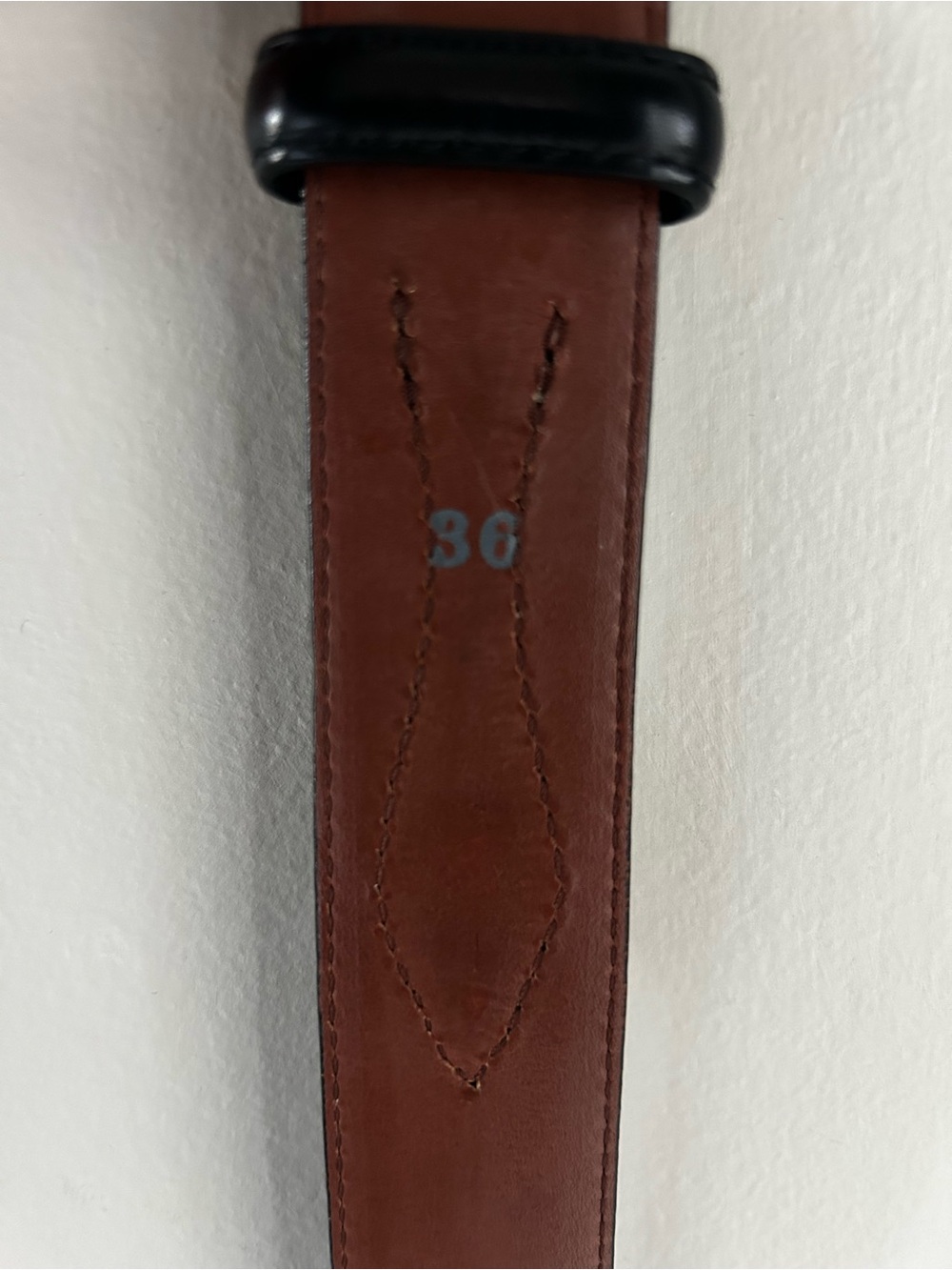 Brighton Double-Stitch Inlay Leather Belt in Black and Brown Size 36 - Picture 5 of 5